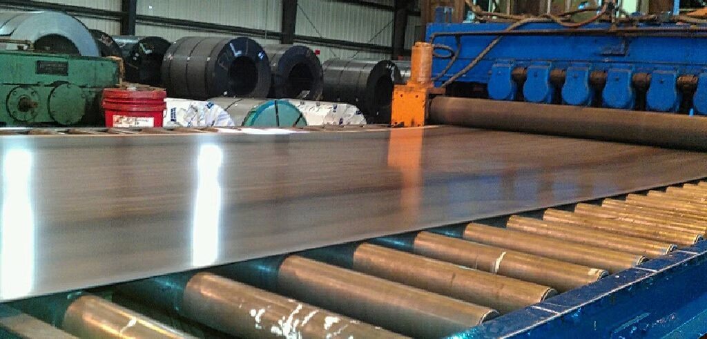 Interstate Steel Center leveling line in operation