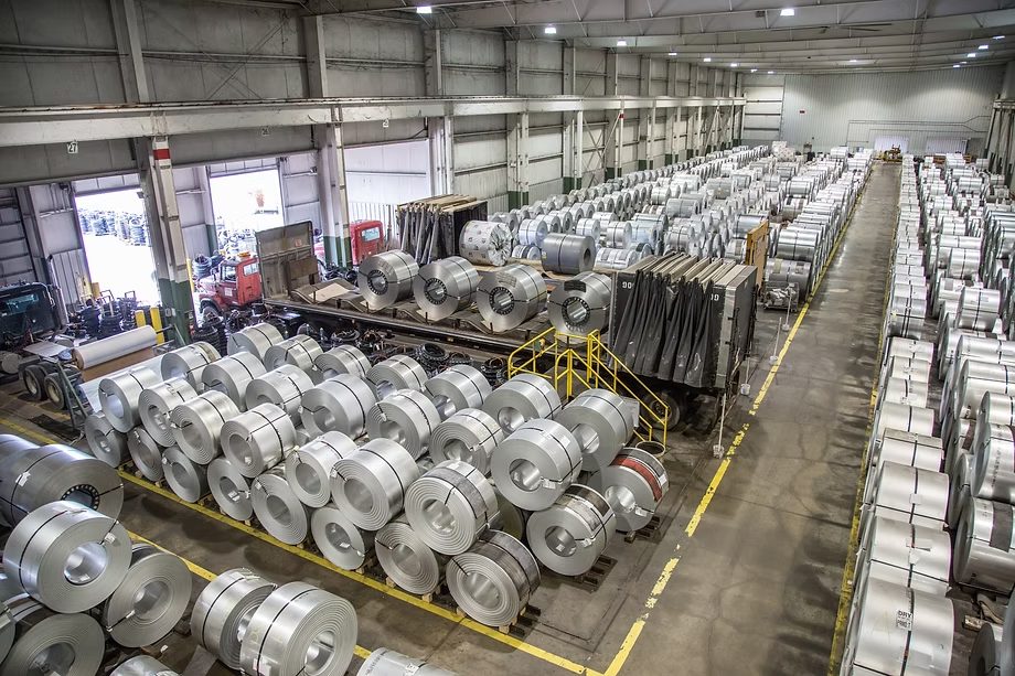 Interstate Steel Center wrap bay coil storage